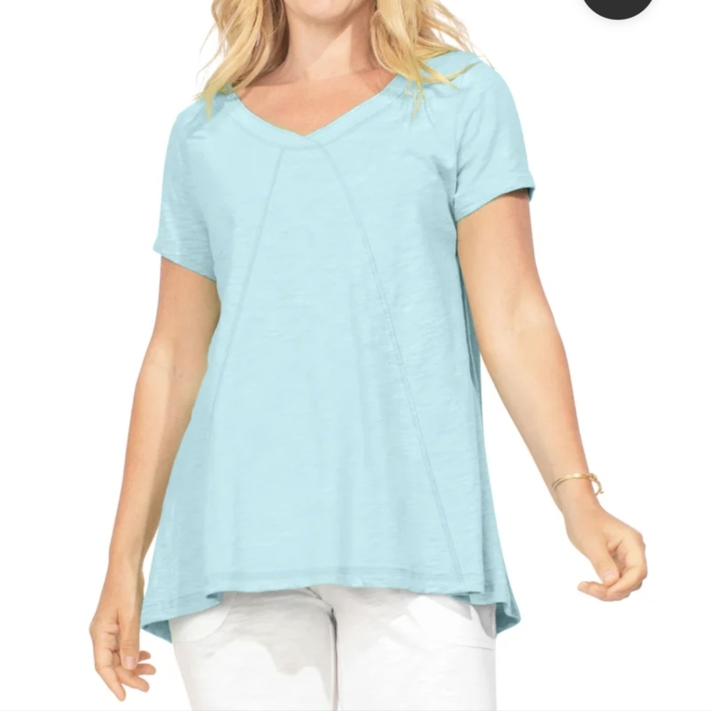Escape By Habitat V-Neck Women's Top Sz.S Seaglass Green NWT